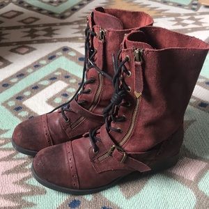 Aldo lace-up burgundy leather boots